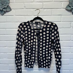 Banana Republic Navy & Light Tan Polka Dot Cardigan